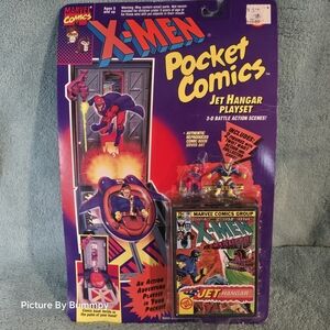Sealed Vintage 1994 Toy Biz Marvel X-Men Pocket Comics Jet Hangar Playset.